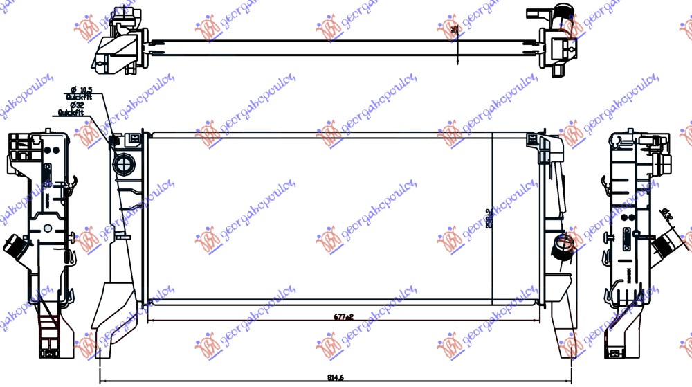 RADIATOR 2.0 (225i) PETROL AUTOMATIC (680x280x26) (NISSENS)