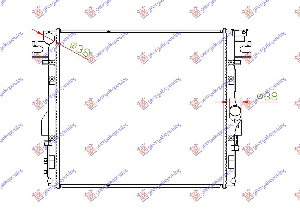 RADIATOR 3.6-3.8i PETROL MANUAL/AUTOMATIC (560x510x26) (VALEO)