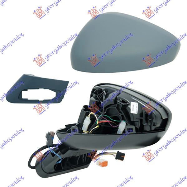DOOR MIRROR ELECTRICAL HEATED FOLDABLE (W/MEMORY) PRIMED (W/SIDE LAMP & FOOT LAMP) (CONVEX GLASS)