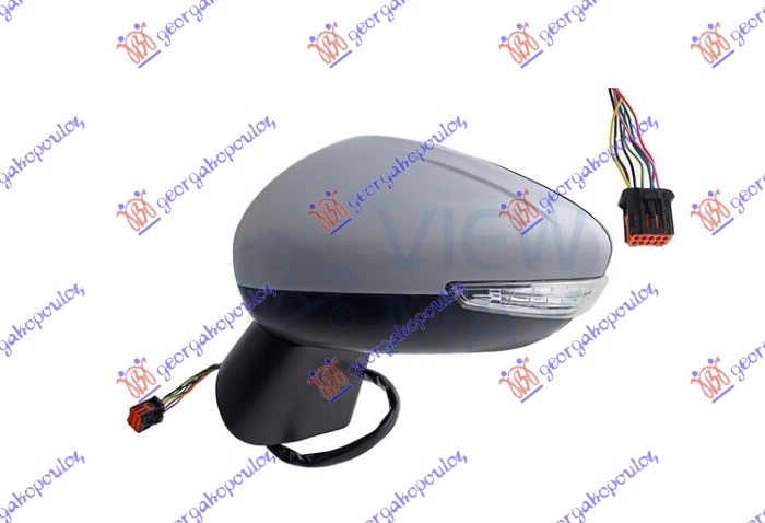 DOOR MIRROR ELECTRICAL HEATED BLACK (W/SIDE LAMP) 6 PIN (A QUALITY) (CONVEX GLASS)