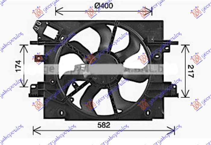 COOLING FAN ASSY 1.2-1.6 PETROL - 1.5 DCI DIESEL (400mm) (2 pin) (NISSENS)