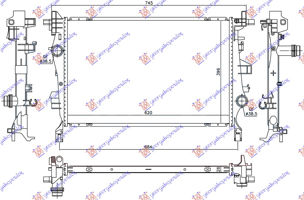 RADIATOR 2.0 MJTD DIESEL MANUAL/AUTOMATIC (620x396x26)