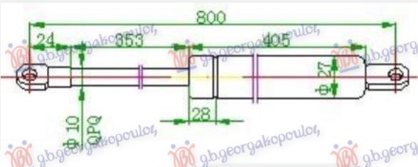 GAS SPRING TAIL GATE (800L-510N)