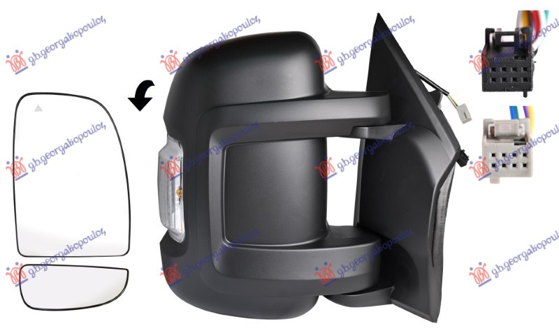 DOOR MIRROR ELECTRIC HEATED FOLD.SHORT(W/S.LAMP & BLISS) (W/POSITION LIGHT 16W) (8H8P+8H4P) (A QUALITY) (CONVEX GLASS)