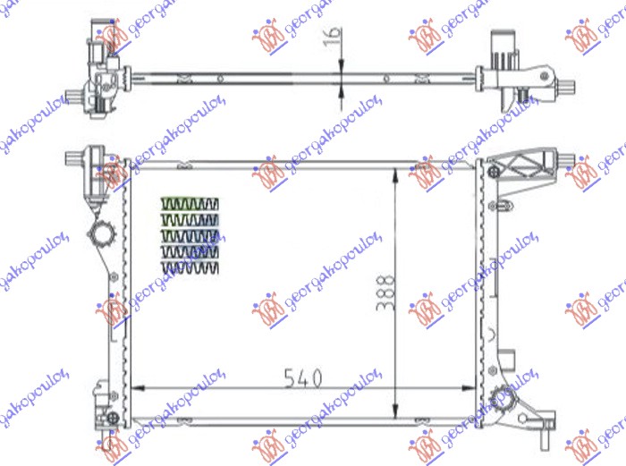 RADIATOR 1.4 (70KW) MANUAL PETROL (540x410x16) (VALEO/NRF)