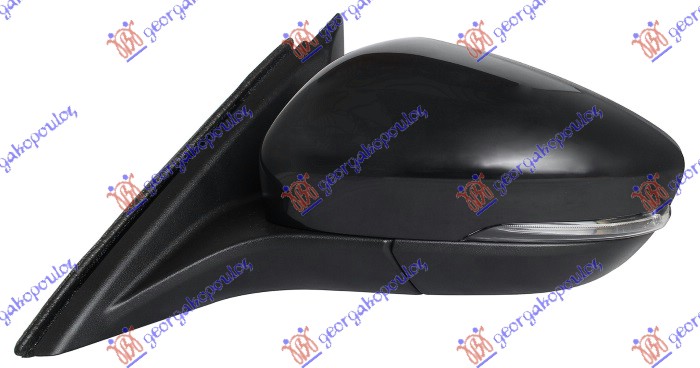 DOOR MIRROR ELECTRICAL HEATED FOLDABLE PRIMED (W/SIDE LAMP & FOOT LAMP) 10 PIN (CONVEX GLASS)