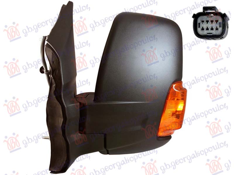DOOR MIRROR ELECTRICAL HEATED (SHORT ARM) (W/YELLOW SIDE LAMP ) (CONVEX GLASS)