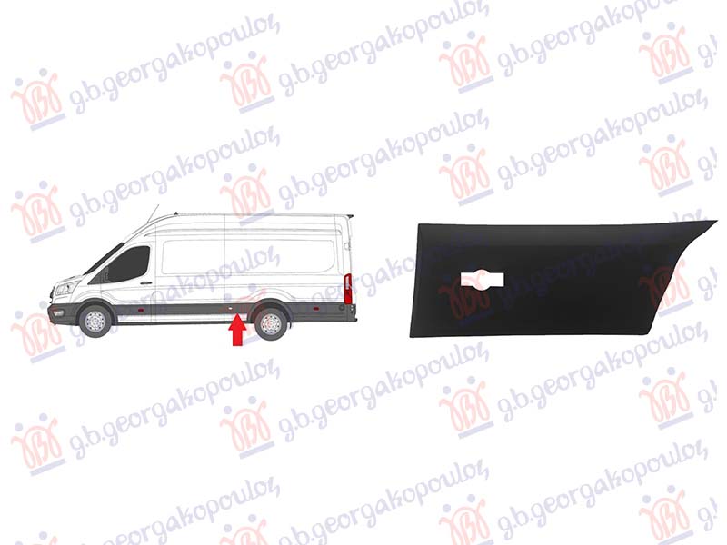 REAR FENDER SIDE BLACK MOULDING TWIN WHEELS WITH MARKET LIGHT HOLE LONG WHEEL BASE WITH MOUNTING