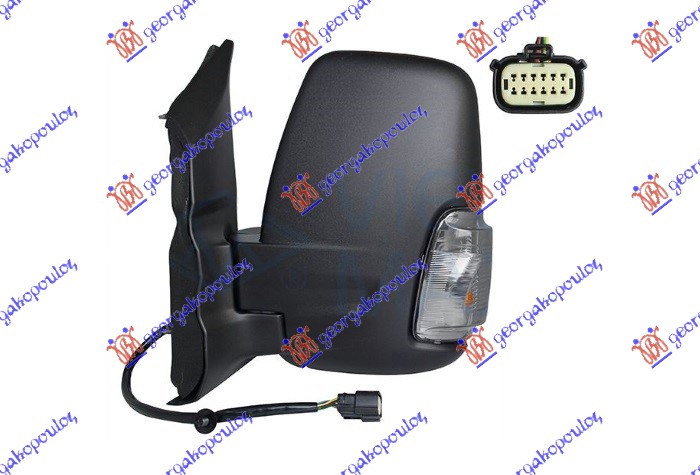 DOOR MIRROR ELECTRICAL HEATED (SHORT ARM) (W/SIDE LAMP) W/POSITION LIGHT (16W) (A QUALITY) (CONVEX GLASS)