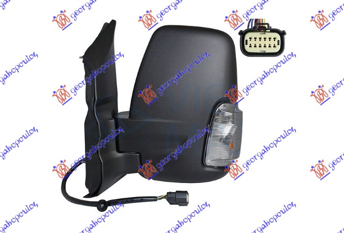 DOOR MIRROR ELECTRICAL HEATED FOLDABLE (SHORT ARM) (W/SIDE LAMP) (CONVEX GLASS)