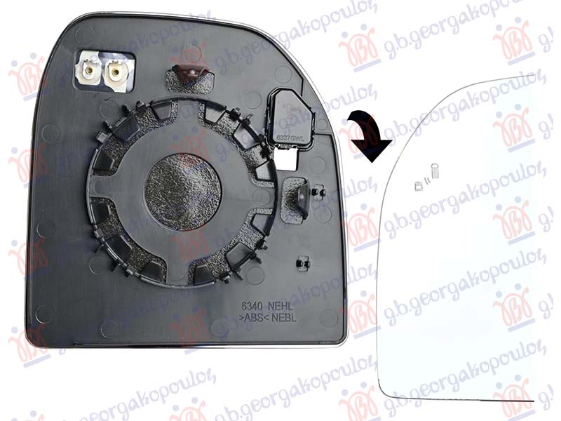DOOR MIRROR GLASS (UPPER) HEATED (W/BLIS) (CONVEX GLASS)
