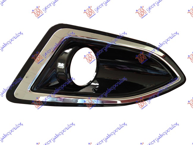 FRONT BUMPER GRILLE PAINTED BLACK (W/ FOG LAMP HOLE & CHROME MOULDING)