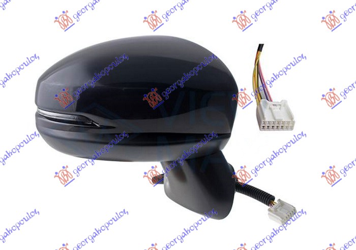 DOOR MIRROR ELECTRICAL HEATED PRIMED (W/SIDE LAMP) (5 PIN) (CONVEX GLASS)