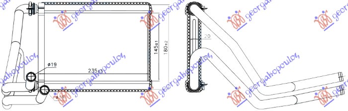 HEATER RADIATOR (145x225x20)