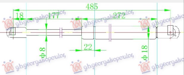 GAS SPRING TAIL GATE (485L-560N)