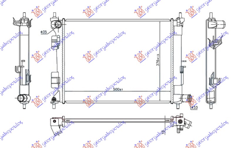 RADIATOR 1.2-1.4i PETROL MANUAL (500x375x16) (NRF)