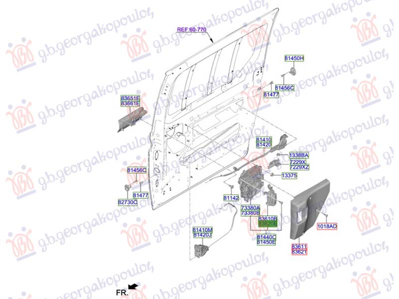 REAR SLIDING DOOR HANDLE INNER (ORIGINAL)