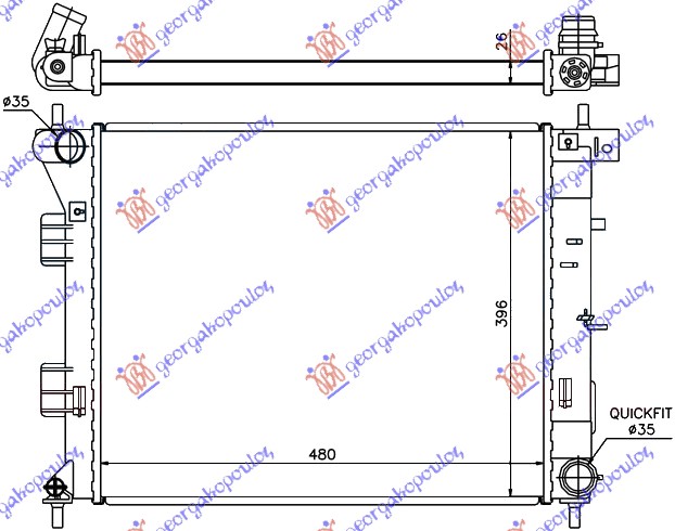 RADIATOR 1.4-1.6 CRDi (480x390x26)