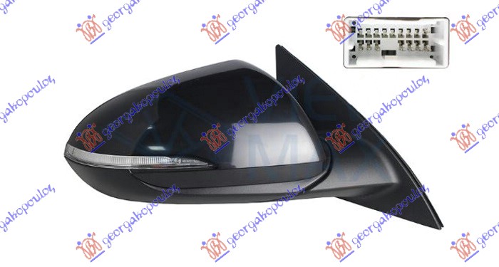 DOOR MIRROR ELECTRIC HEATED FOLDABLE W/MEMORY PRIMED (W/S.LAMP & BLIS) (14pin) (A QUALITY) (CONVEX GLASS)