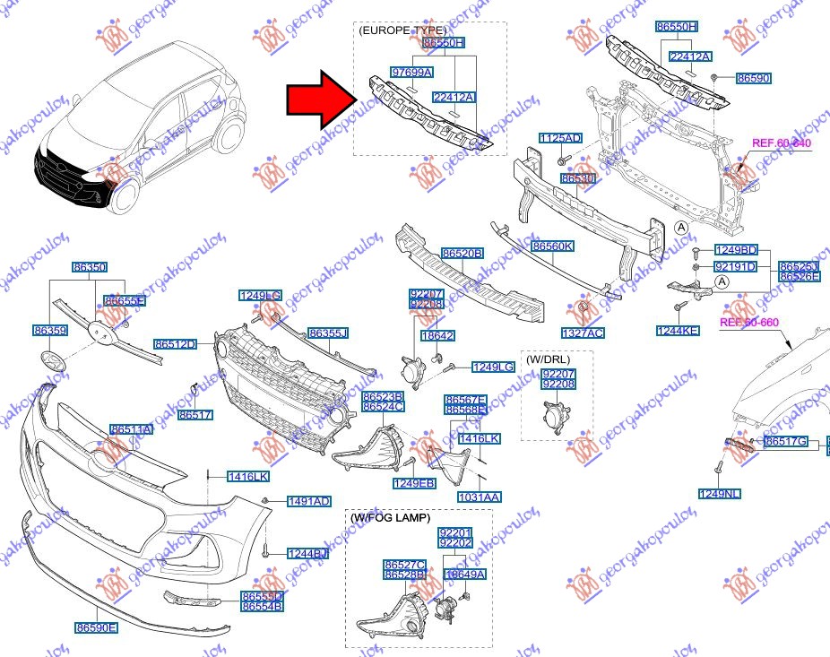 FRONT BUMPER STIFFENER UPPER PLASTIC (ORIGINAL)
