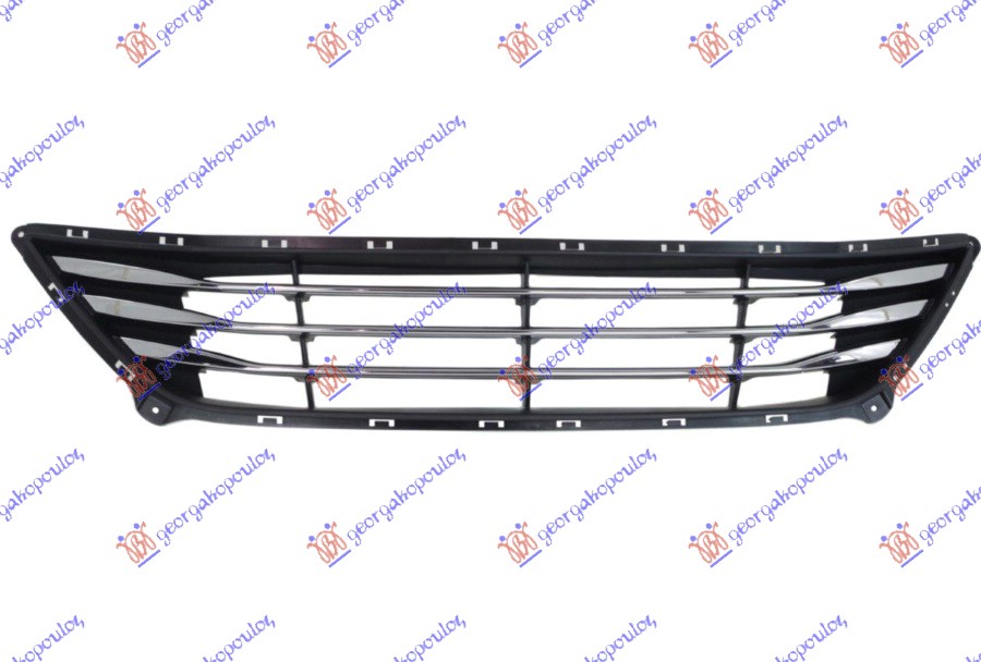 FRONT BUMPER GRILLE W/ 3 CHROME MOULDING