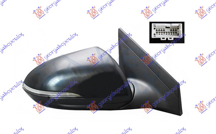 DOOR MIRROR ELECTRICAL HEATED FOLDABLE PRIMED (10 PIN) (W/SIDE LAMP & BLIS) (CONVEX GLASS)