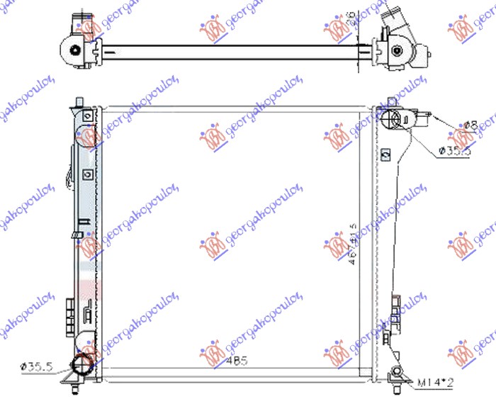 RADIATOR 1.6 GDi TURBO PETROL AUTOMATIC (490x470x26) (KOYO)