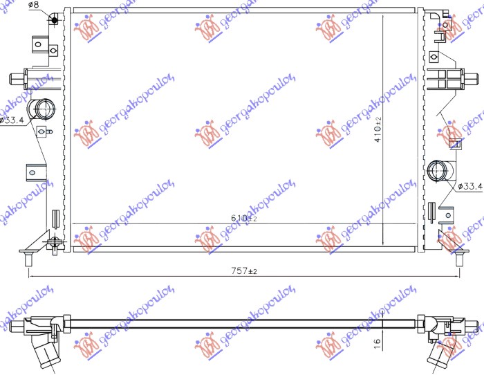 RADIATOR 1.6 PETROL/HYBRID (610x410x16)