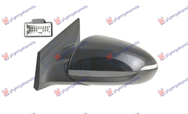 DOOR MIRROR ELECTRICAL HEATED FOLDABLE PRIMED (W/SIDE LAMP & FOOT LAMP) (10 PIN) (CONVEX) (A QYALITY)