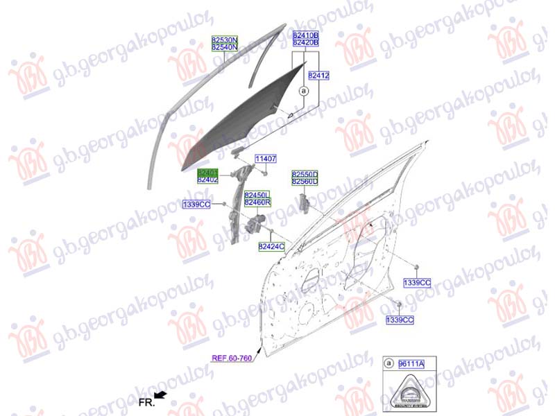FRONT WINDOW REGULATOR ELECTRICAL (W/O MOTOR) (ORIGINAL)
