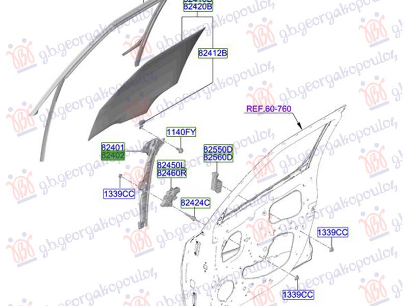 FRONT WINDOW REGULATOR ELECTRICAL (W/O MOTOR) (ORIGINAL)