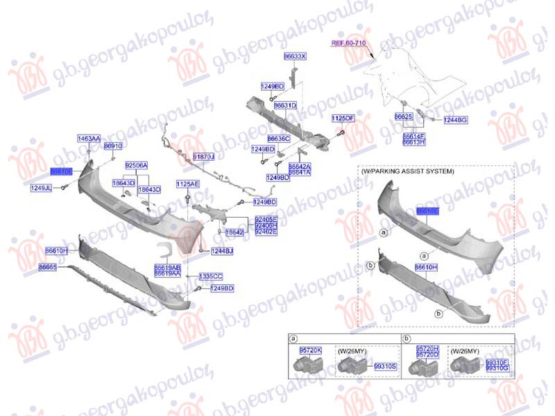 REAR BUMPER UPPER (W/4 PDC) (ORIGINAL)