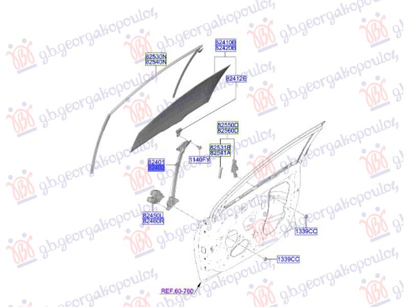 FRONT WINDOW REGULATOR ELECTRICAL (W/O MOTOR) (ORIGINAL)