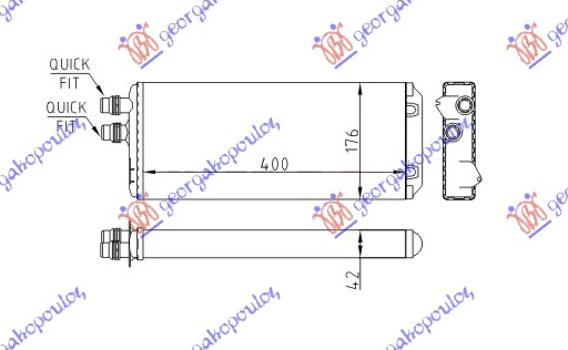 HEATER RADIATOR (400x176) 2003- (TUBES BUTTON) (DENSO TYPE)