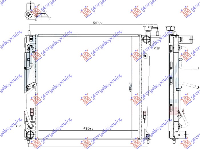 RADIATOR 1.7 CRDi DIESEL AUTOMATIC (480x480x18) (NISSENS)