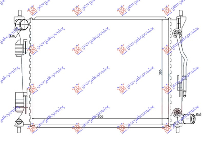 RADIATOR 1.4-1.6i AUTOMATIC PETROL (500x380x16) (NRF)