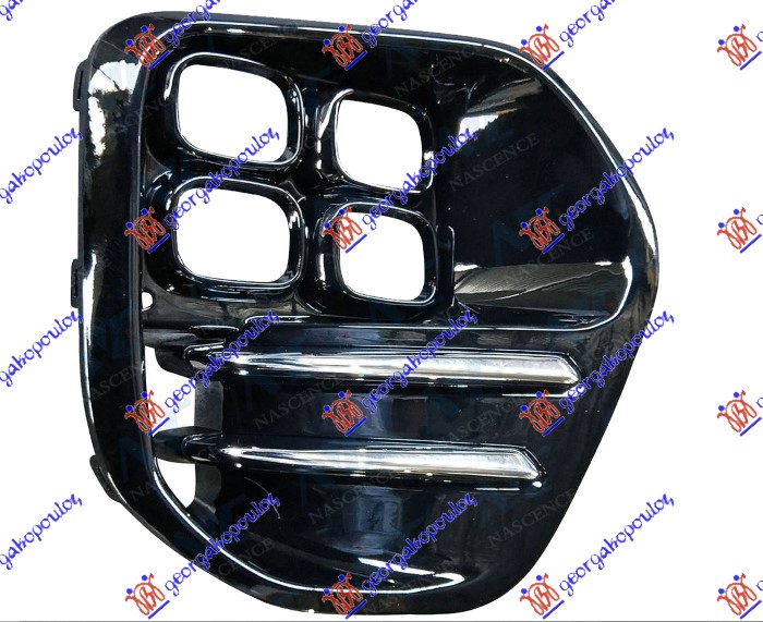 FRONT BUMPER GRILLE POLISHED BLACK (W/LED FOG LAMP HOLE)