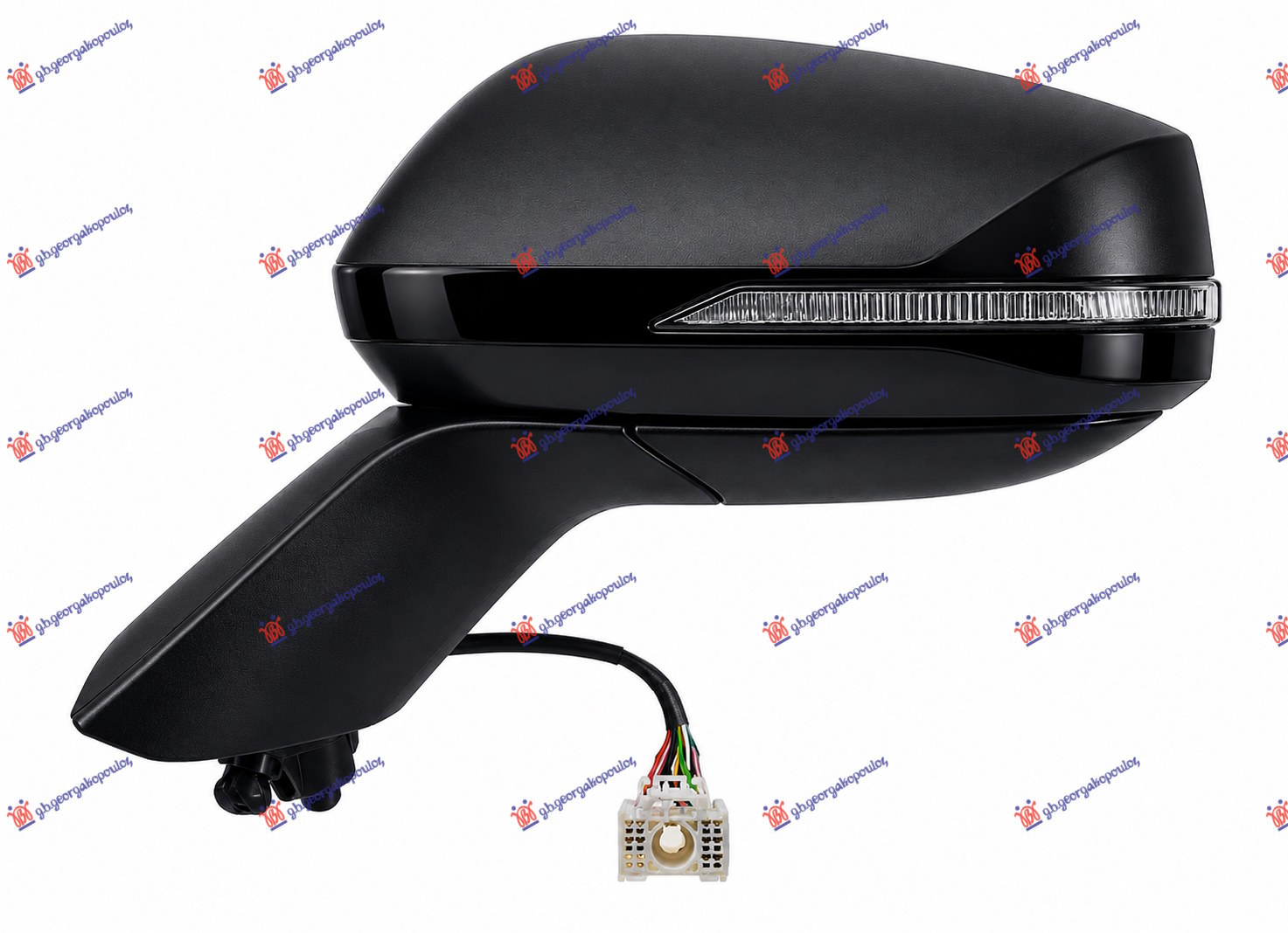 DOOR MIRROR ELECTRICAL HEATED PRIMED FOLDABLE (W/BLACK COVER BOTTOM) (W/SIDE LAMP)(8 PIN)(A QUALITY)(ASPHERICAL)