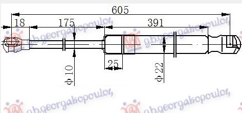 GAS SPRING TAIL GATE (605L-675N)