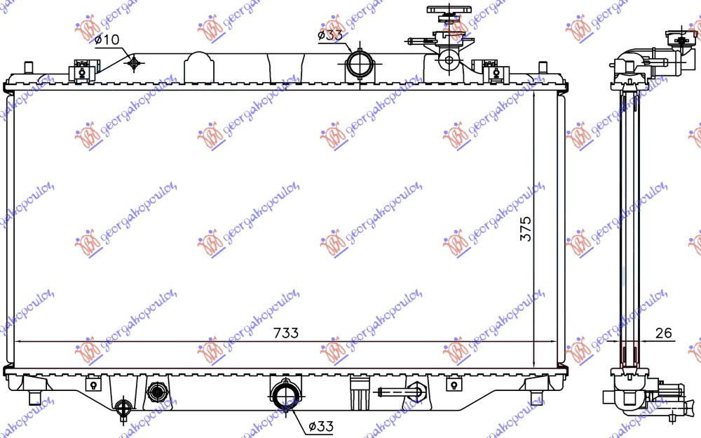 RADIATOR 2.2 CDVi AUTOMATIC DIESEL (375x733x26) (NRF)
