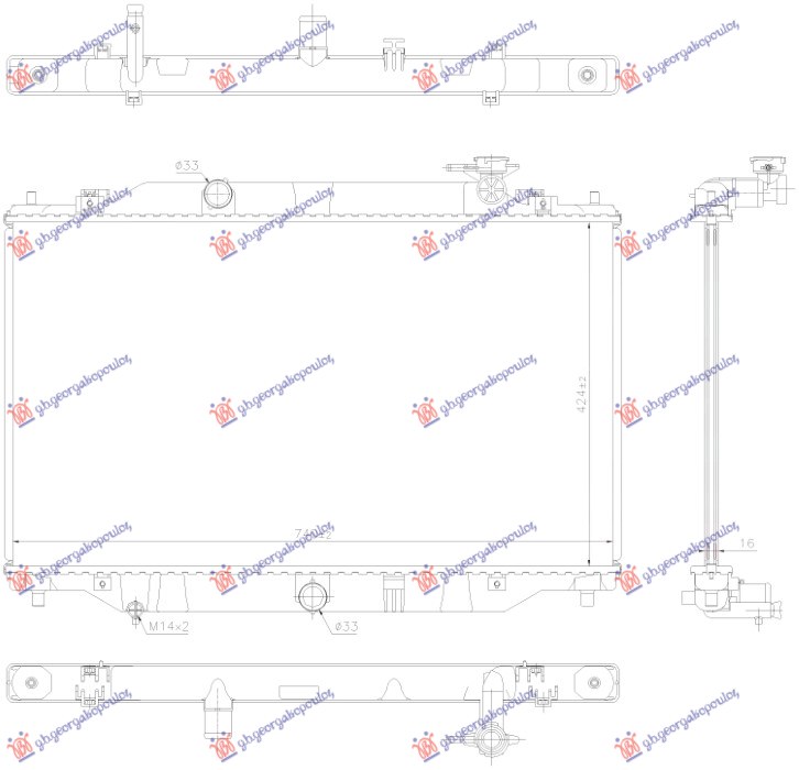 RADIATOR 2.0-2.5 PETROL (425x740x16) (KOYO)