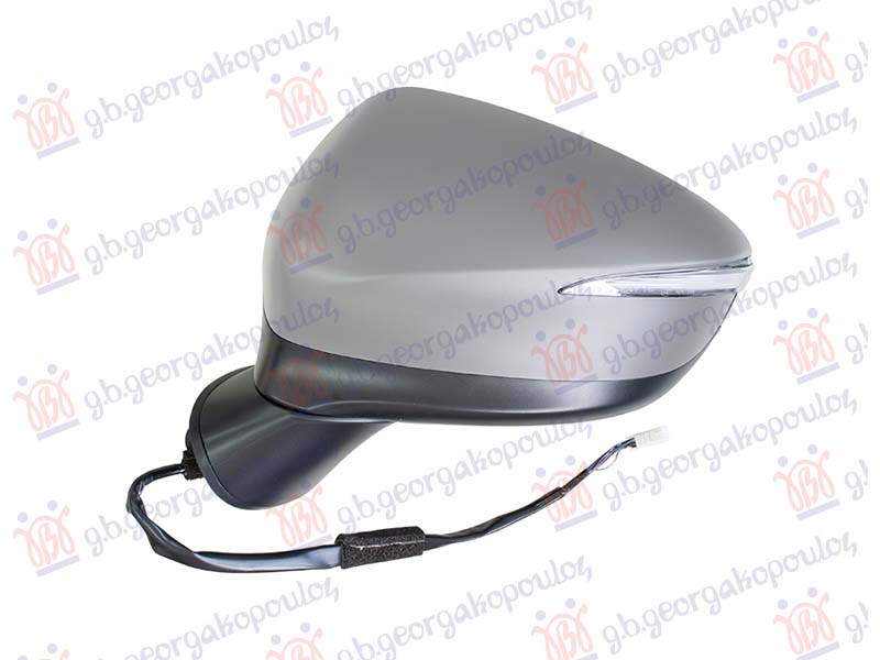 DOOR MIRROR ELECTRICAL HEATED FOLDABLE PRIMED (W/SIDE LAMP&BLIS) (9 PIN) (ASPHERICAL GLASS)