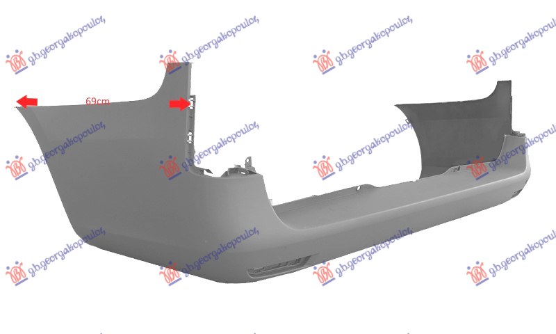 REAR BUMPER GRAY LONG CHASSIS (WITH BLISS SENSOR BRACKETS)