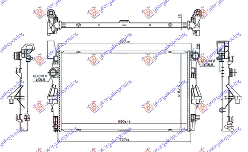 RADIATOR 1.6 CDI +AC (690x418x26) MIDDLE SPILES