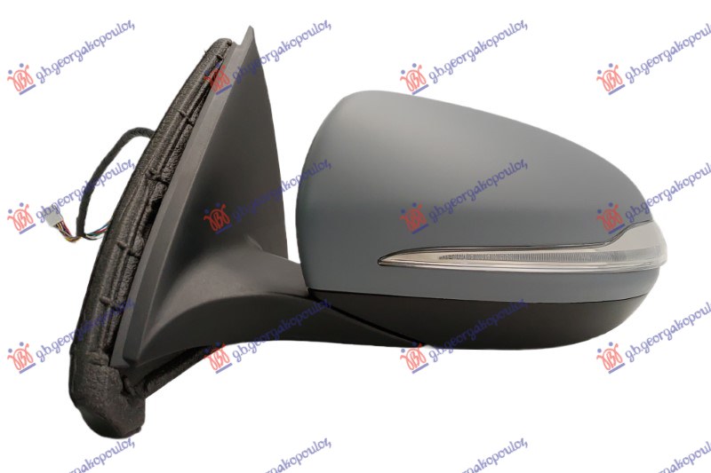 DOOR MIRROR ELECT. HEATED FOLD. PRIMED W/MEMORY (COMPLETE) (W/S. & FOOT LAMP & W/BLIS) (10H8P+10H8P) (ASPHERICAL GLASS)