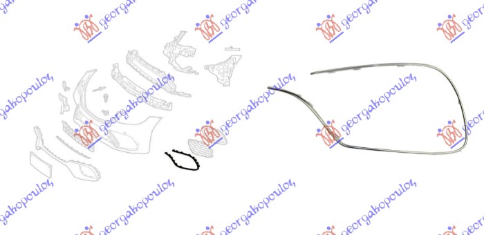 FRONT BUMPER GRILLE MOULDING CHROME (S63/S65 AMG)