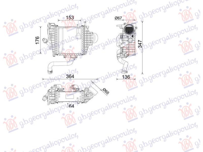 RADIATOR INTERCOOLER 2.0 DIESEL (153x176) (MAHLE BEHR PREMIUM LINE)