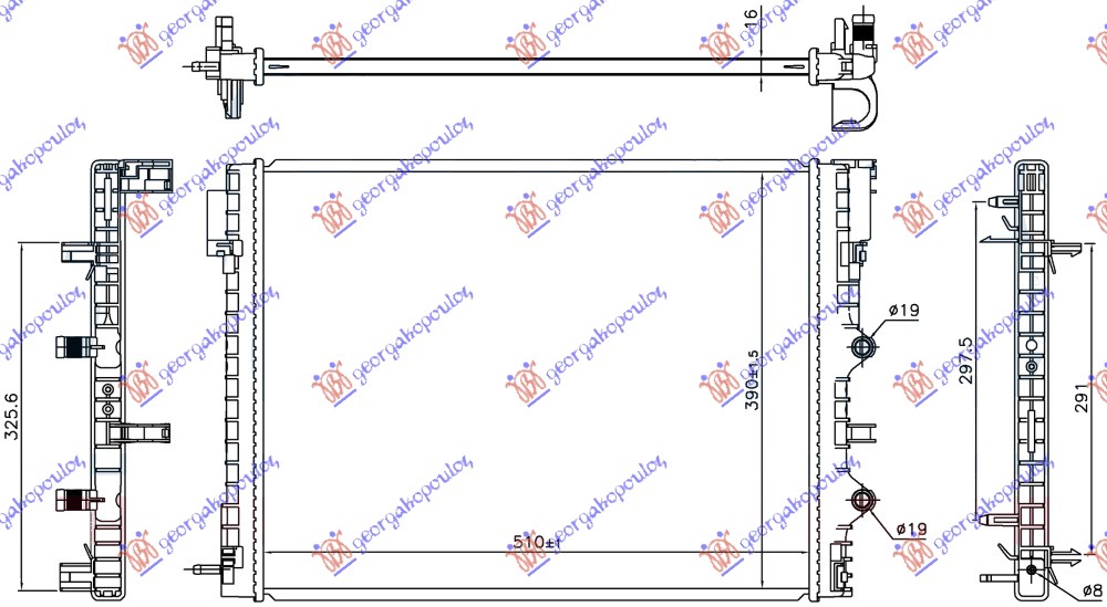 ADDITIONAL RADIATOR 0.9 TURBO PETROL (510x390x16) (NRF)