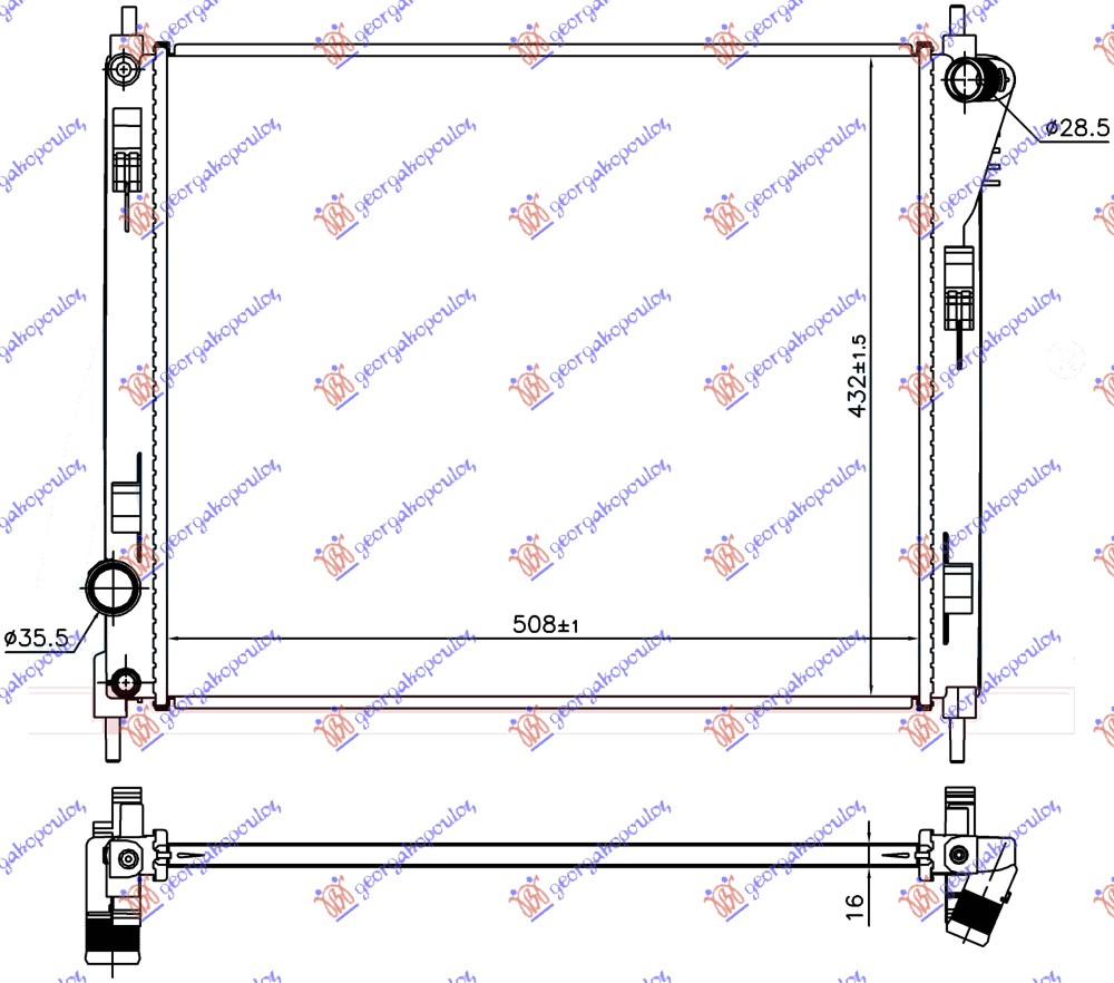 RADIATOR 1.2 DIG-TURBO PETROL (508x432x16) (NRF)