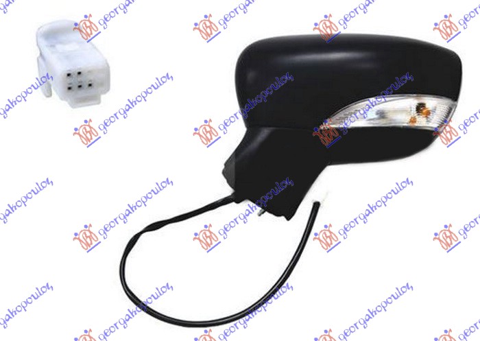 DOOR MIRROR ELECTRICAL PRIMED (W/SIDE LAMP) (5 PIN) (CONVEX GLASS)